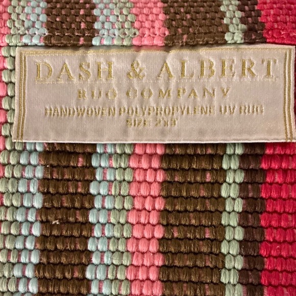 Dash & Albert Handwoven Striped Polypropylene UV Rug 2x3 Pink Brown Multi - Picture 6 of 6